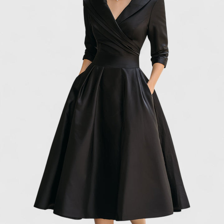 Mara | Midi Dress for Women V-Neck 3/4 Sleeve Elegant Flared Fit 6