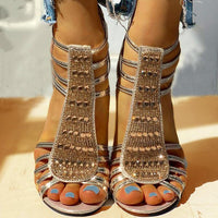 Natalie | Glamorous And Comfortable Rhinestone Block Heel Sandals