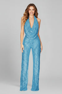 Jessika | Sequin Halter Neck Evening Jumpsuit