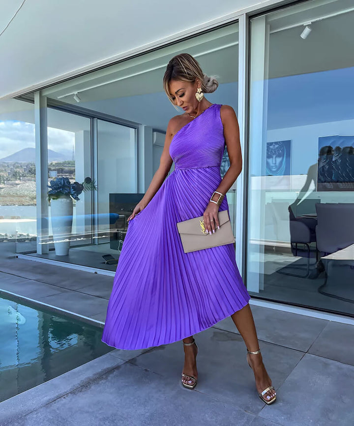 Mia | Chic One-Shoulder Midi Wedding Guest Dress 3
