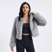 Valentina | Luxurious Cropped Faux Fur Cardigan