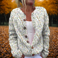 Isla | Artistic Floral Spring Knit Cardigan