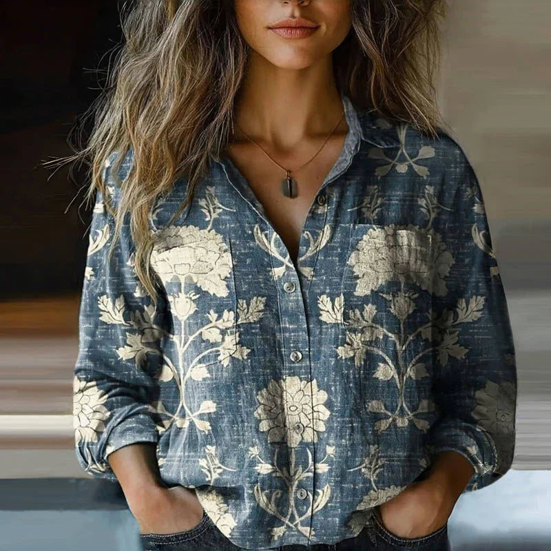 Milla | Women's Long Sleeve Vintage Printed Blouse 1