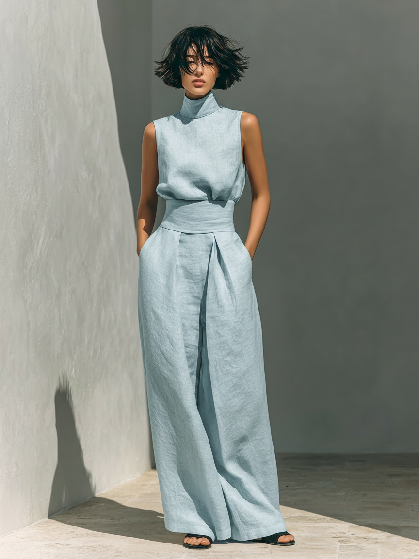 Mira | Breathable Cotton & Linen Women's Tank Top and Trousers Set - Chic & Effortless Style 0
