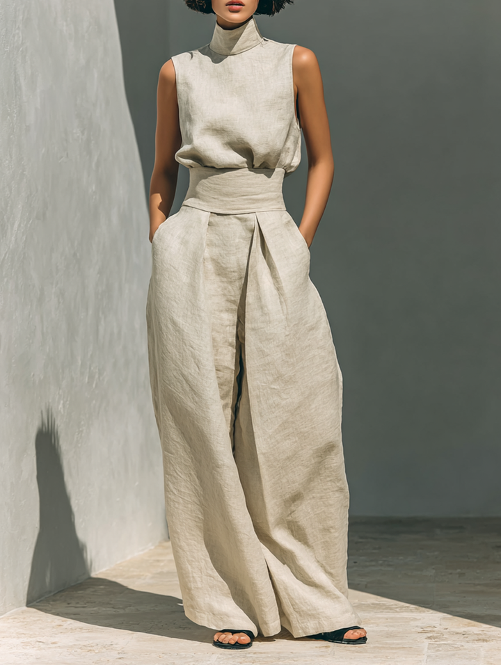Mira | Breathable Cotton & Linen Women's Tank Top and Trousers Set - Chic & Effortless Style 1