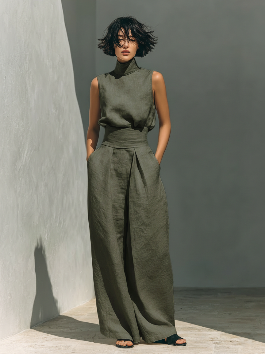 Mira | Breathable Cotton & Linen Women's Tank Top and Trousers Set - Chic & Effortless Style 2