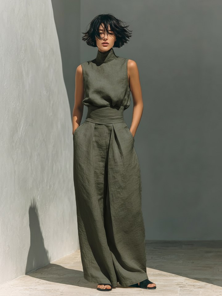 Mira | Breathable Cotton & Linen Women's Tank Top and Trousers Set - Chic & Effortless Style 2