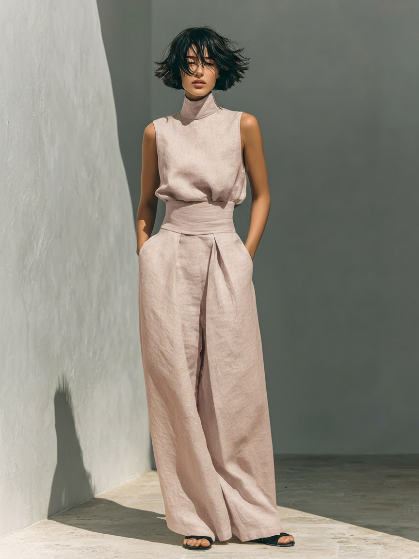 Mira | Breathable Cotton & Linen Women's Tank Top and Trousers Set - Chic & Effortless Style 3