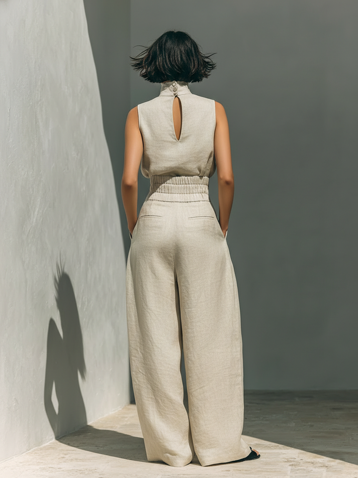 Mira | Breathable Cotton & Linen Women's Tank Top and Trousers Set - Chic & Effortless Style 4