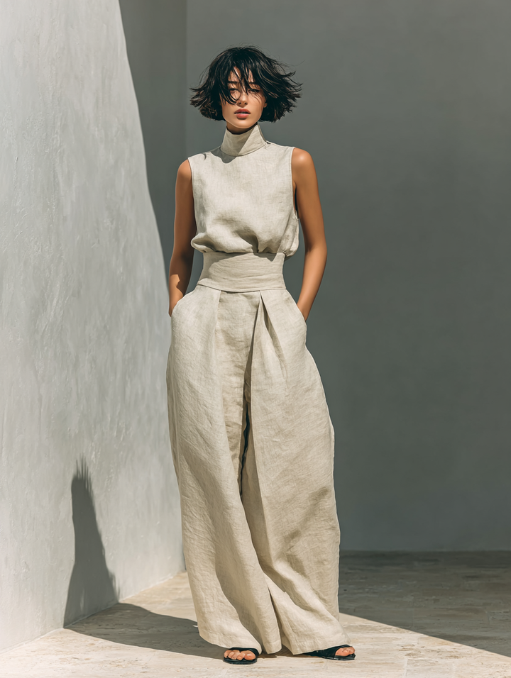 Mira | Breathable Cotton & Linen Women's Tank Top and Trousers Set - Chic & Effortless Style 7
