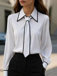 Victoria | Sharp and Sophisticated Contrast Trim Blouse