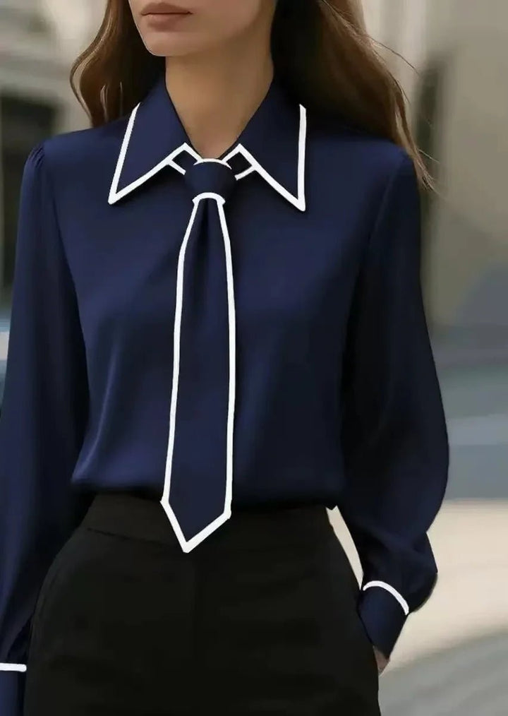 Nadine | Polished And Sharp Contrast Trim Button-Down Blouse 4