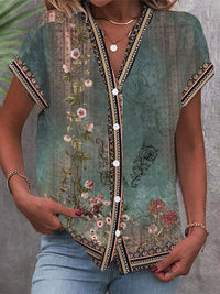 Stefanie | Elegant And Artistic Boho Floral Blouse