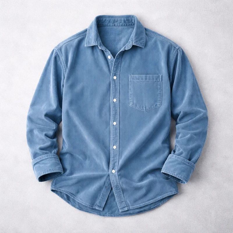 Norvea | Soft, Stylish & Comfortable Men’s Corduroy Shirt in Washed Sky Blue 0