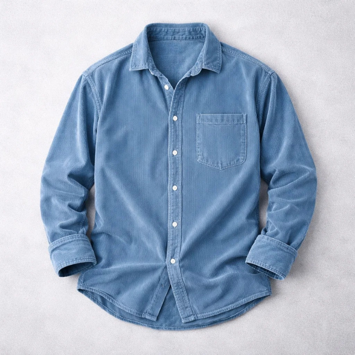 Norvea | Soft, Stylish & Comfortable Men’s Corduroy Shirt in Washed Sky Blue 0