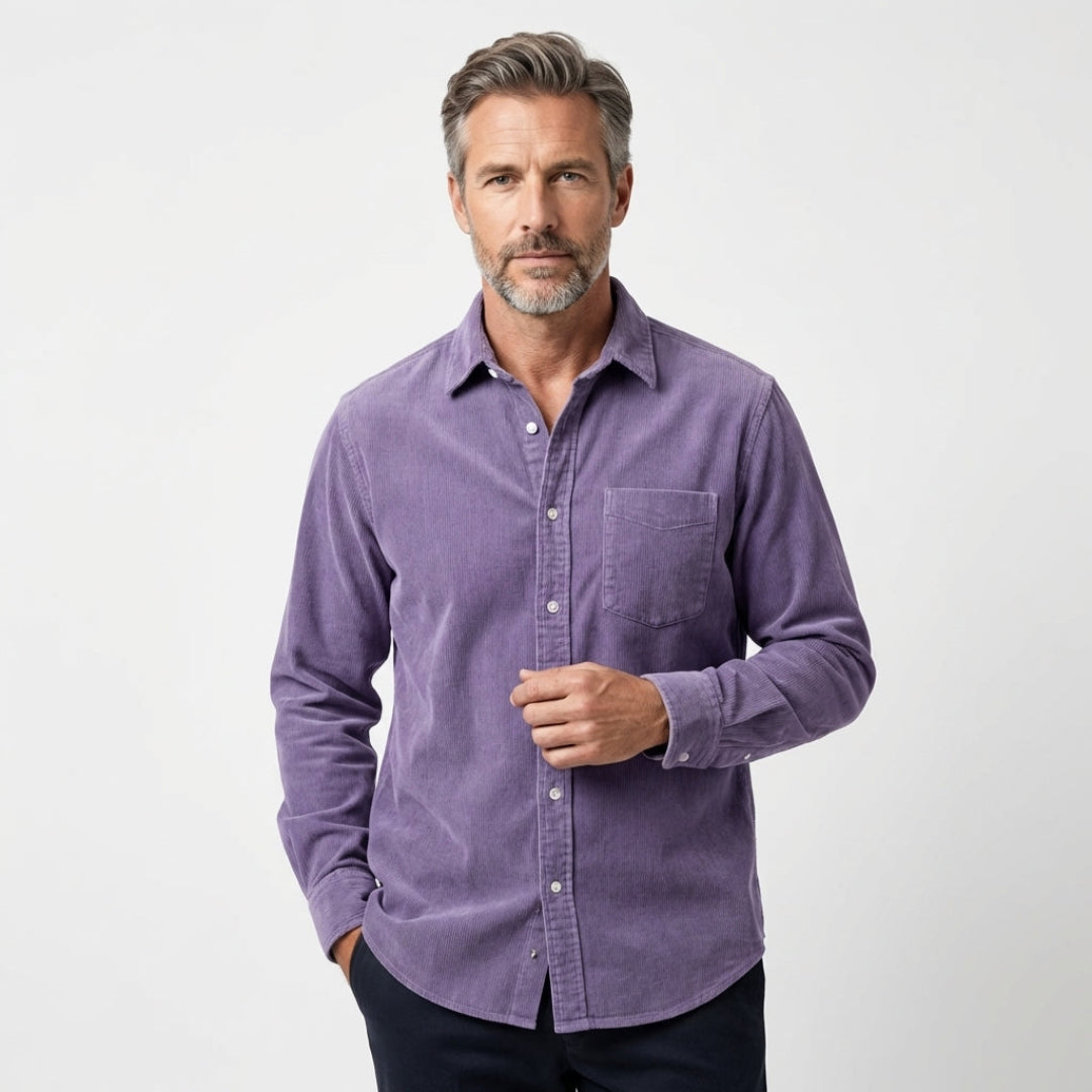 Norvea | Soft, Stylish & Comfortable Men’s Corduroy Shirt in Washed Sky Blue 2