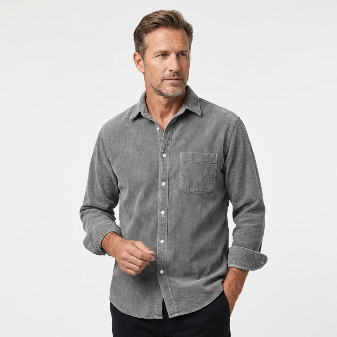 Norvea | Soft, Stylish & Comfortable Men’s Corduroy Shirt in Washed Sky Blue 3
