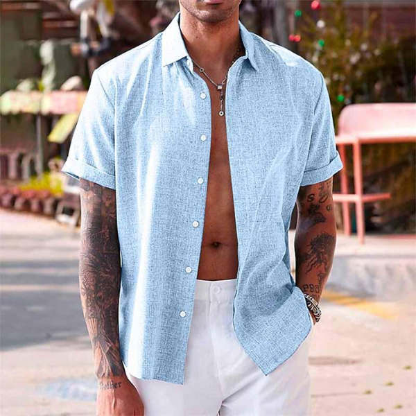 OLIVER | Short-sleeved shirt made of cotton and linen 1