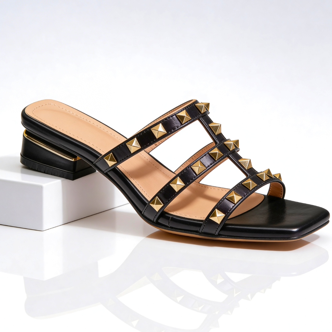 Odette | Women's Mules Studded Leather Slip-On Elegant Comfort 0