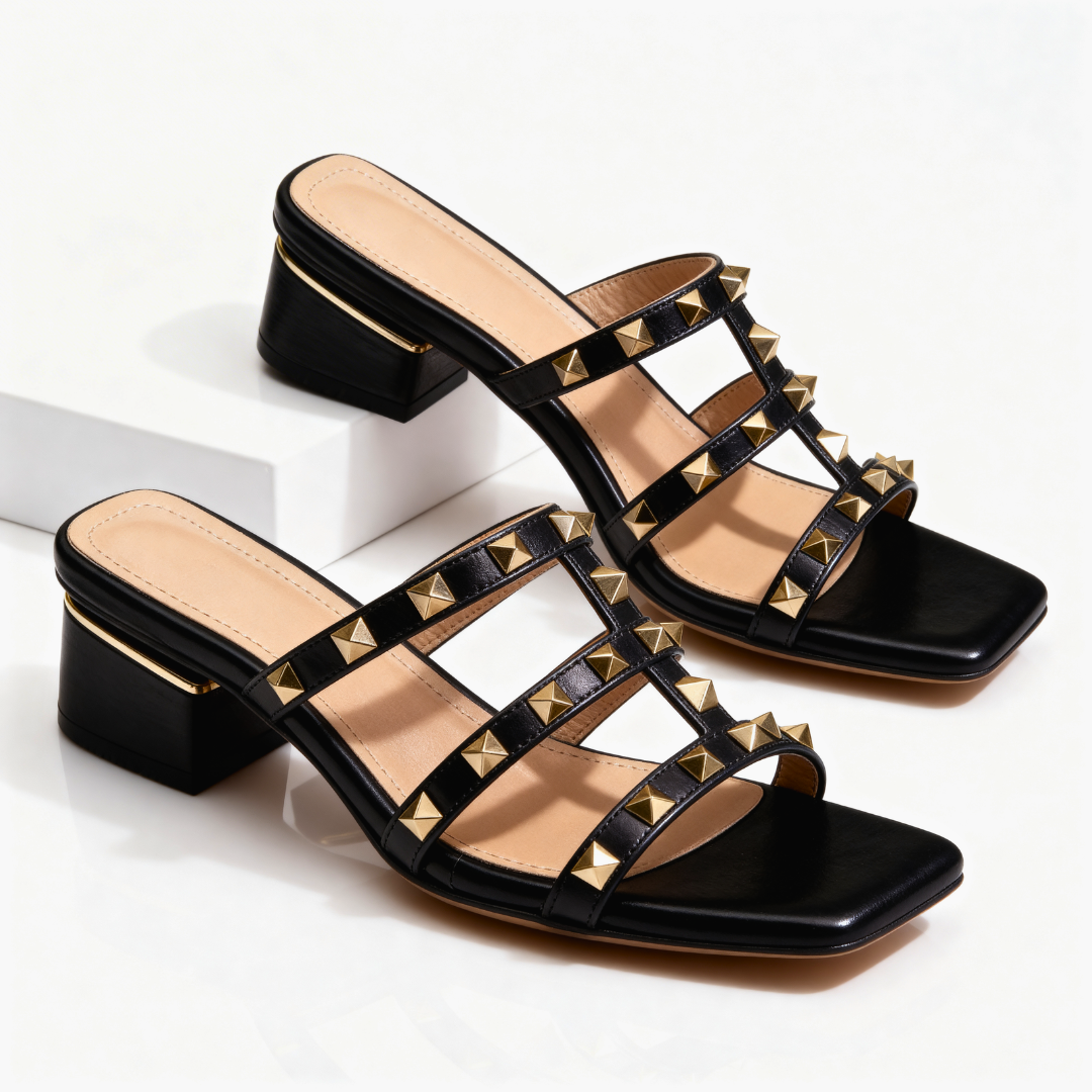 Odette | Women's Mules Studded Leather Slip-On Elegant Comfort 3
