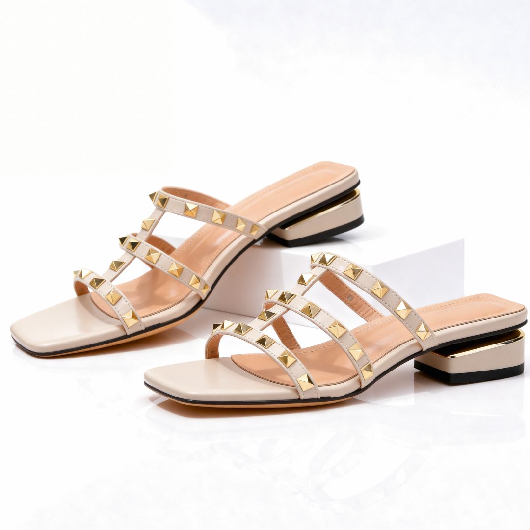 Odette | Women's Mules Studded Leather Slip-On Elegant Comfort 4