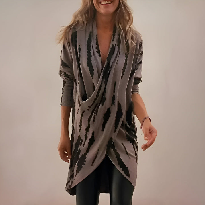 Olivia | Elegant And Relaxed V-Neck Abstract Print Tunic 0