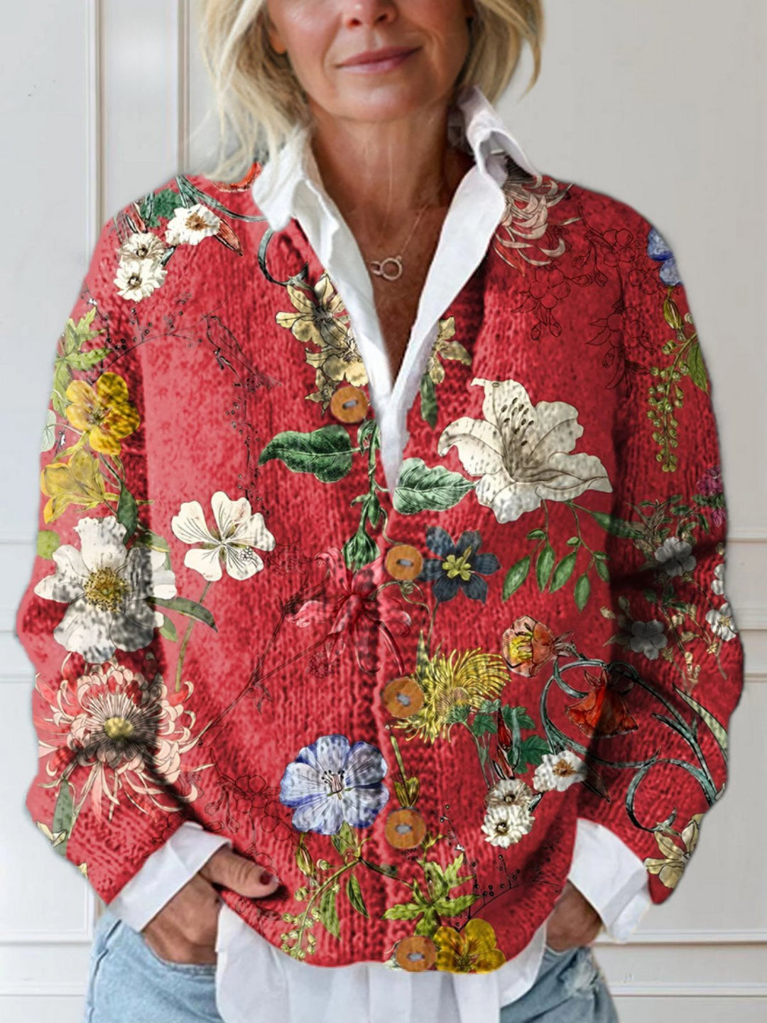 Olivia | Quilted Floral Cardigan Button-Front Vintage Style Relaxed 0