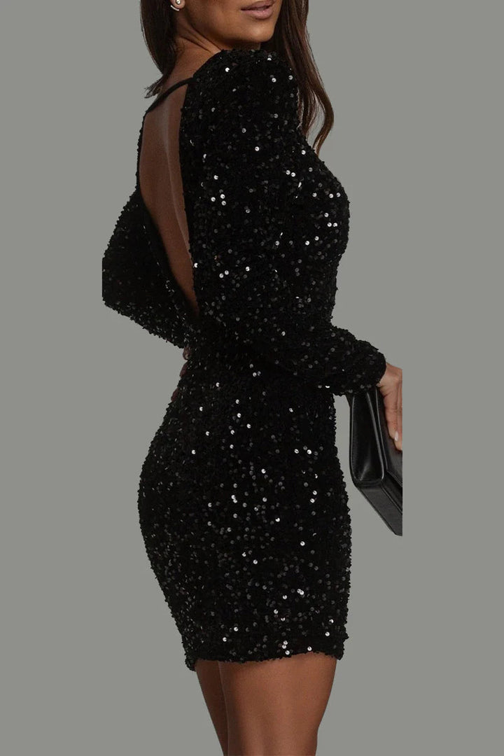 Olivia | Shimmering Backless Sequin Homecoming Dress 5