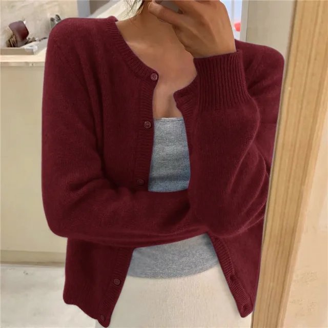 Olivia | Women's Soft Knit Button-Front Round Neck Cardigan 6