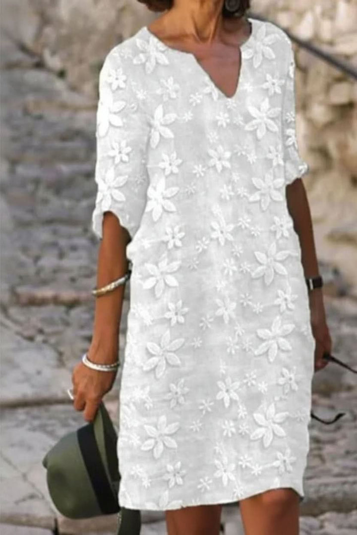Penelope | Sophisticated Floral Lace Midi Dress 0