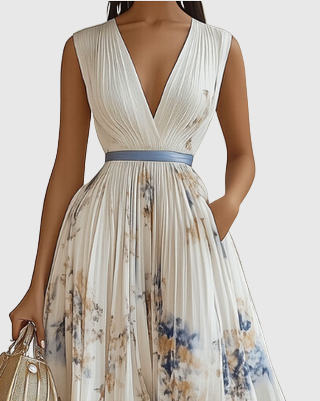 Ravella | Floral Maxi Dress Long Sleeve Elegant V-Neck Flared Fit 2