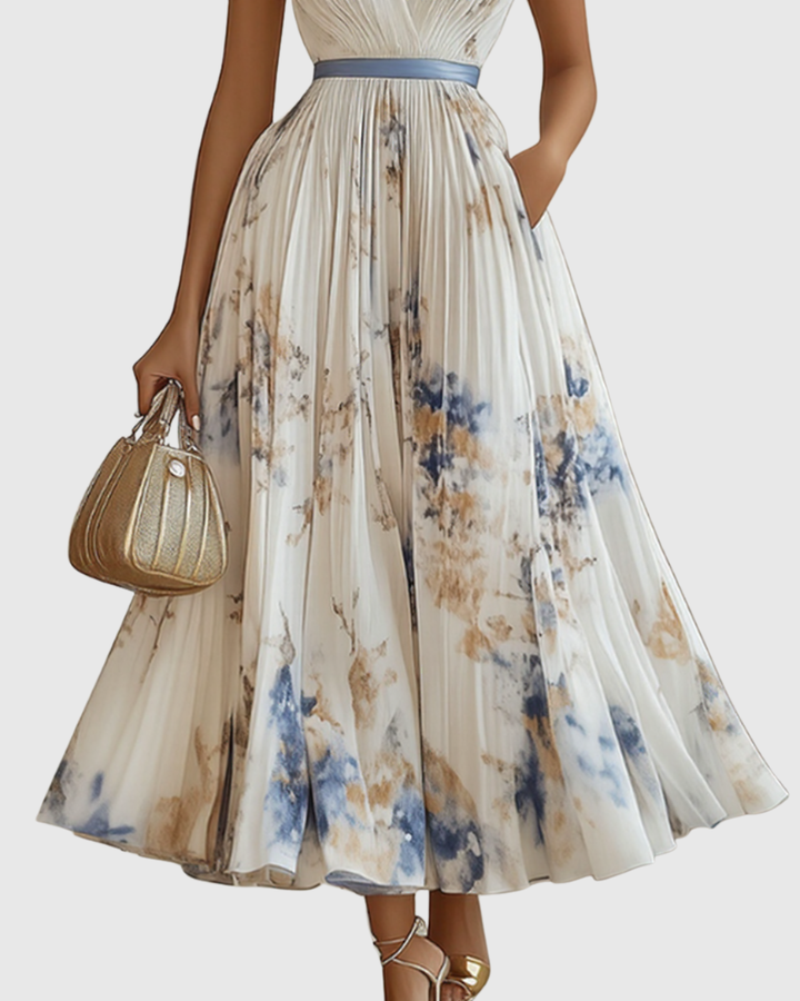 Ravella | Floral Maxi Dress Long Sleeve Elegant V-Neck Flared Fit 3