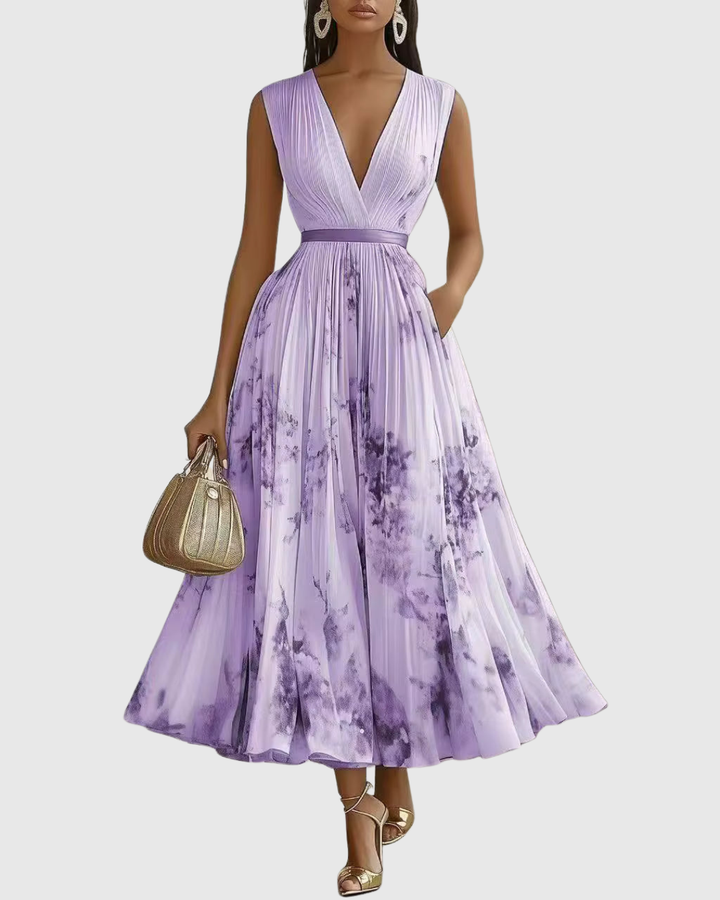 Ravella | Floral Maxi Dress Long Sleeve Elegant V-Neck Flared Fit 9