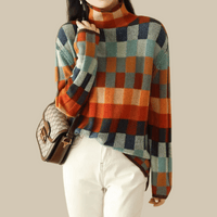 Arlena | Soft Cashmere Patchwork Turtleneck Sweater