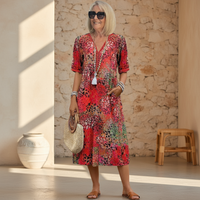 Arabella | Robe midi à motifs vibrants avec poches