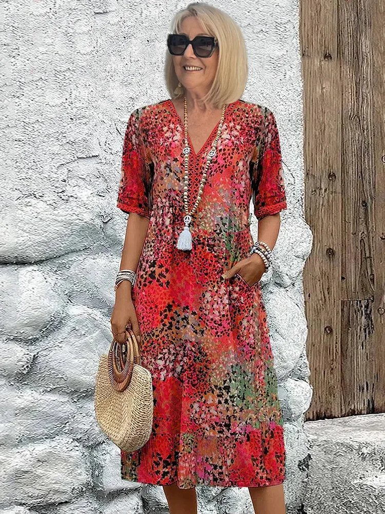 Ravina | Floral, Comfortable & Elegant Long Sleeve Midi Dress for Women 1