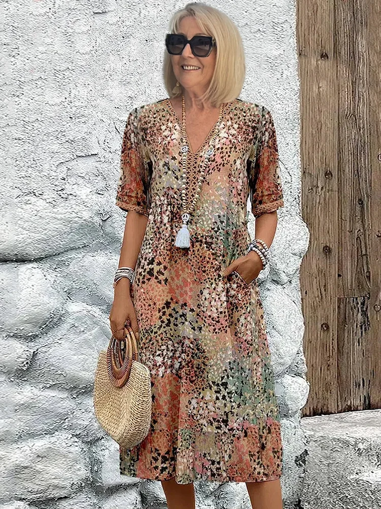 Ravina | Floral, Comfortable & Elegant Long Sleeve Midi Dress for Women 5