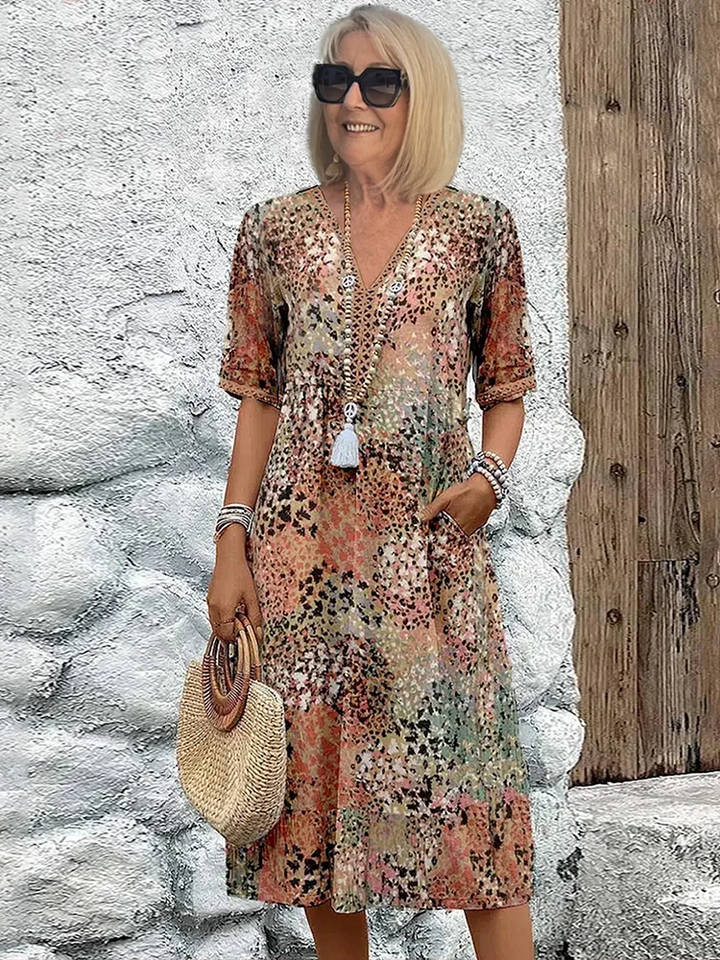 Ravina | Floral, Comfortable & Elegant Long Sleeve Midi Dress for Women 5