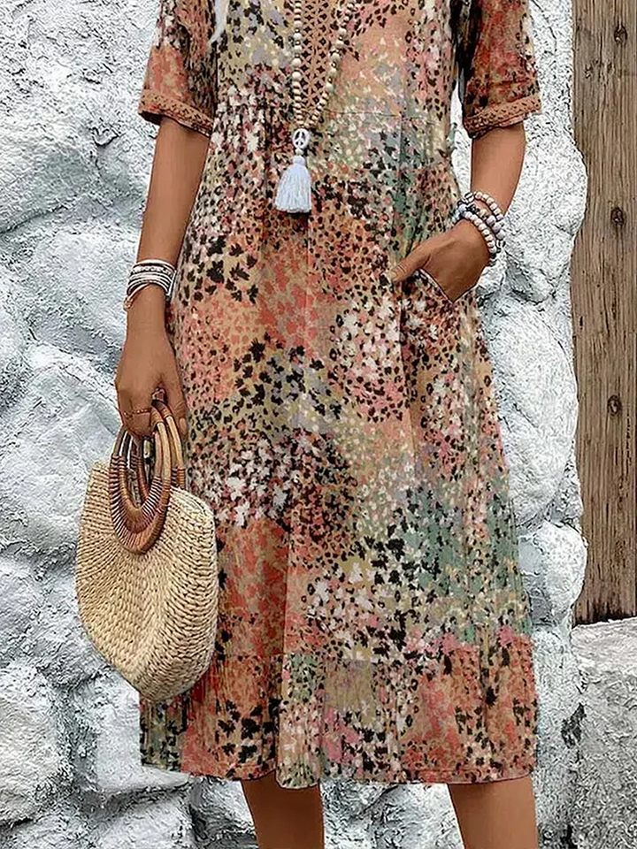 Ravina | Floral, Comfortable & Elegant Long Sleeve Midi Dress for Women 7