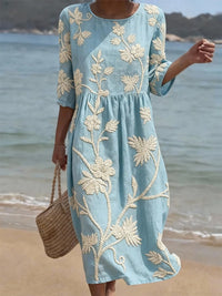 Sandra | Vintage-Inspired Embroidered Summer Midi Dress