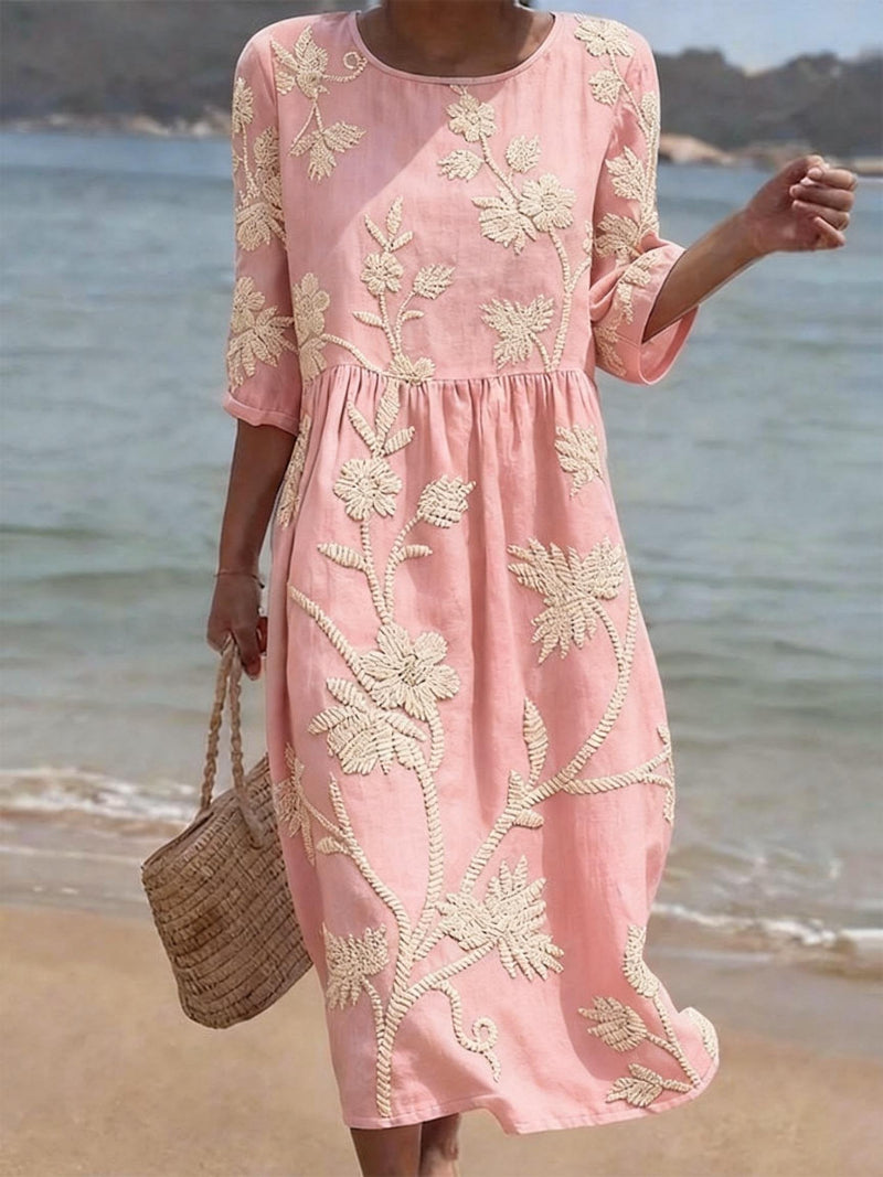 Relaine | Elegant Floral Embroidered Summer Dress – Relaxed Fit Midi 2