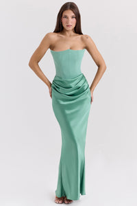 Poppy| Robe de soirée longue bustier effet soie