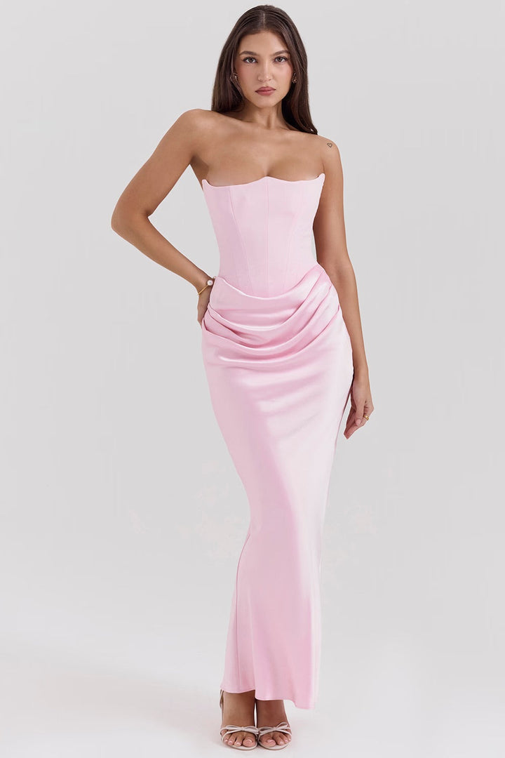Ruby | Satin Maxi Dress for Women - Elegant Strapless Long Dress 5
