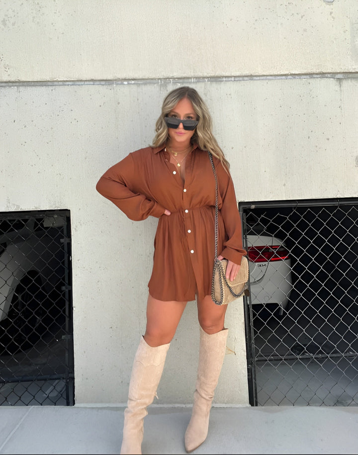 Ruby | Trendy satin romper dress 9