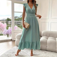 Isabella | Schmeichelndes Maxikleid mit V-Ausschnitt und elastischem Taillenbund