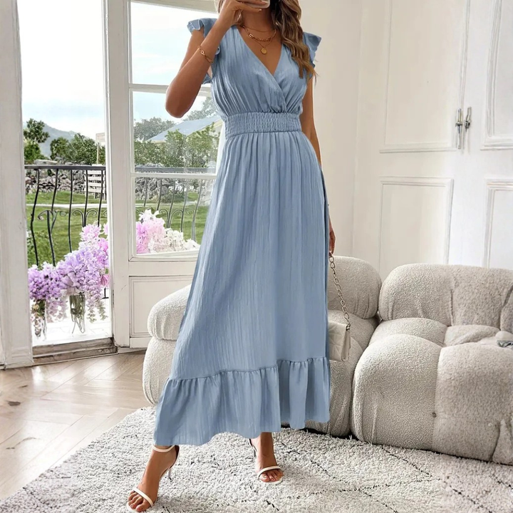 Sarah | Elegant and Versatile V-Neck Ruffle Maxi Dress 9