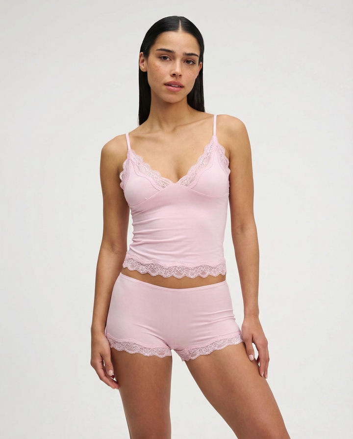 Serena | Soft & Elegant Women's Loungewear Set - Comfortable Lace Cami & Matching Shorts 3