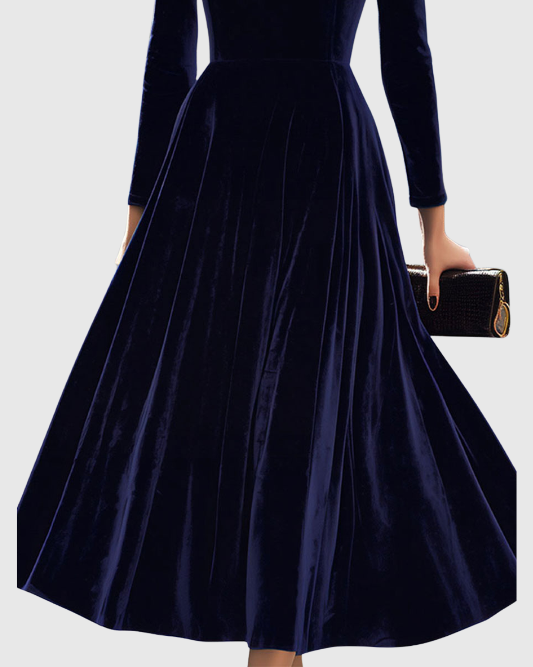 Sibella | Velvet Midi Dress Long Sleeve Elegant Winter Fit 2