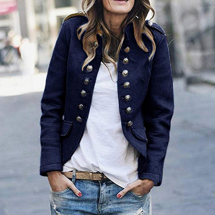 Sienna | Women's Blazer Elegant Gray Stand-Up Collar Everyday Style 2