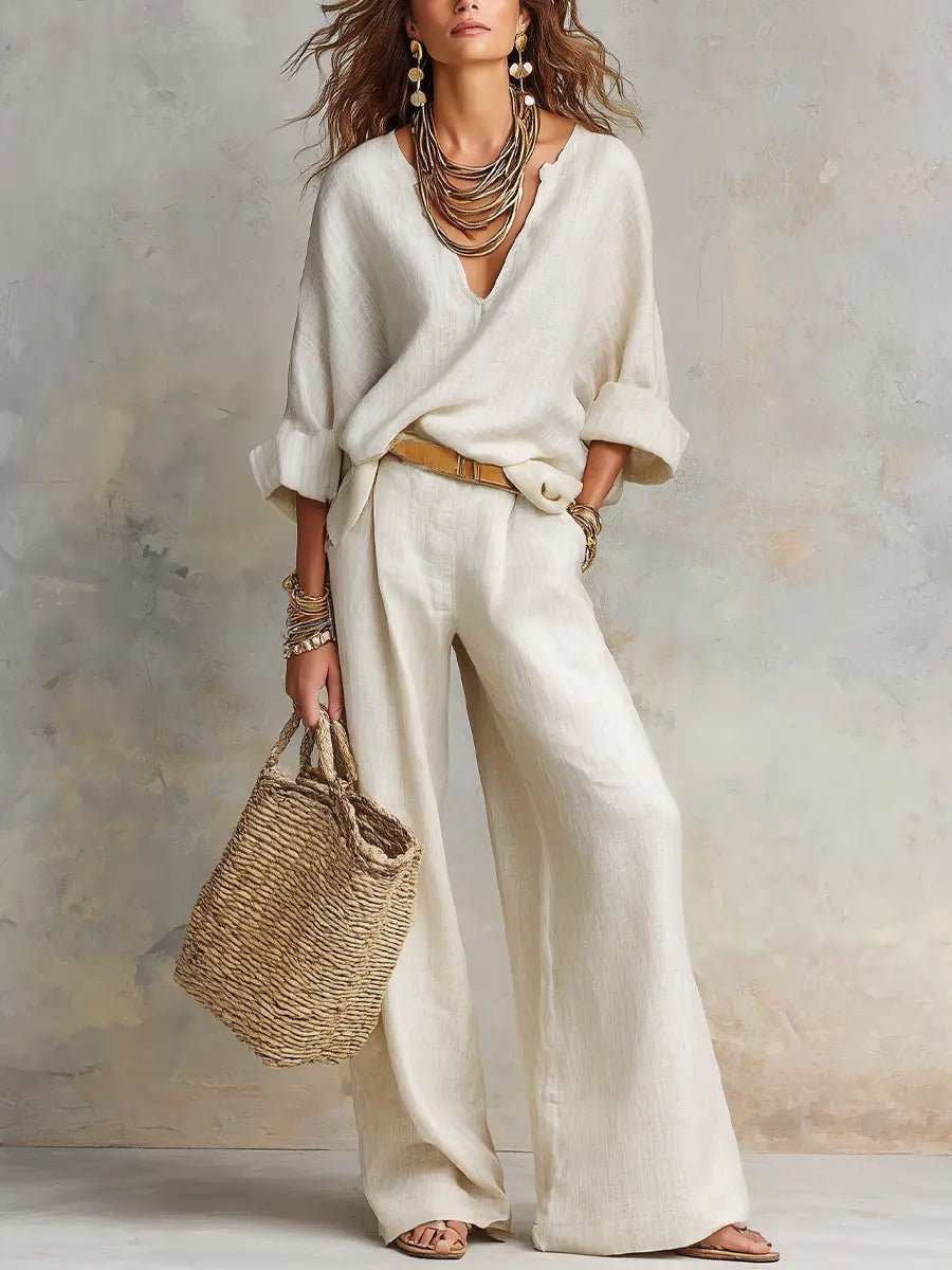 Sophia | Comfortable And Breezy Linen Two-Piece Set 0